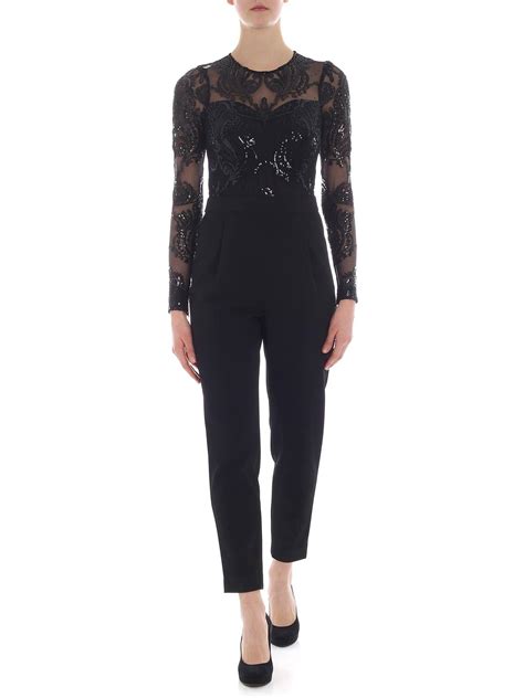 michael kors jumpsuit black|Michael Kors black sequin jumpsuit.